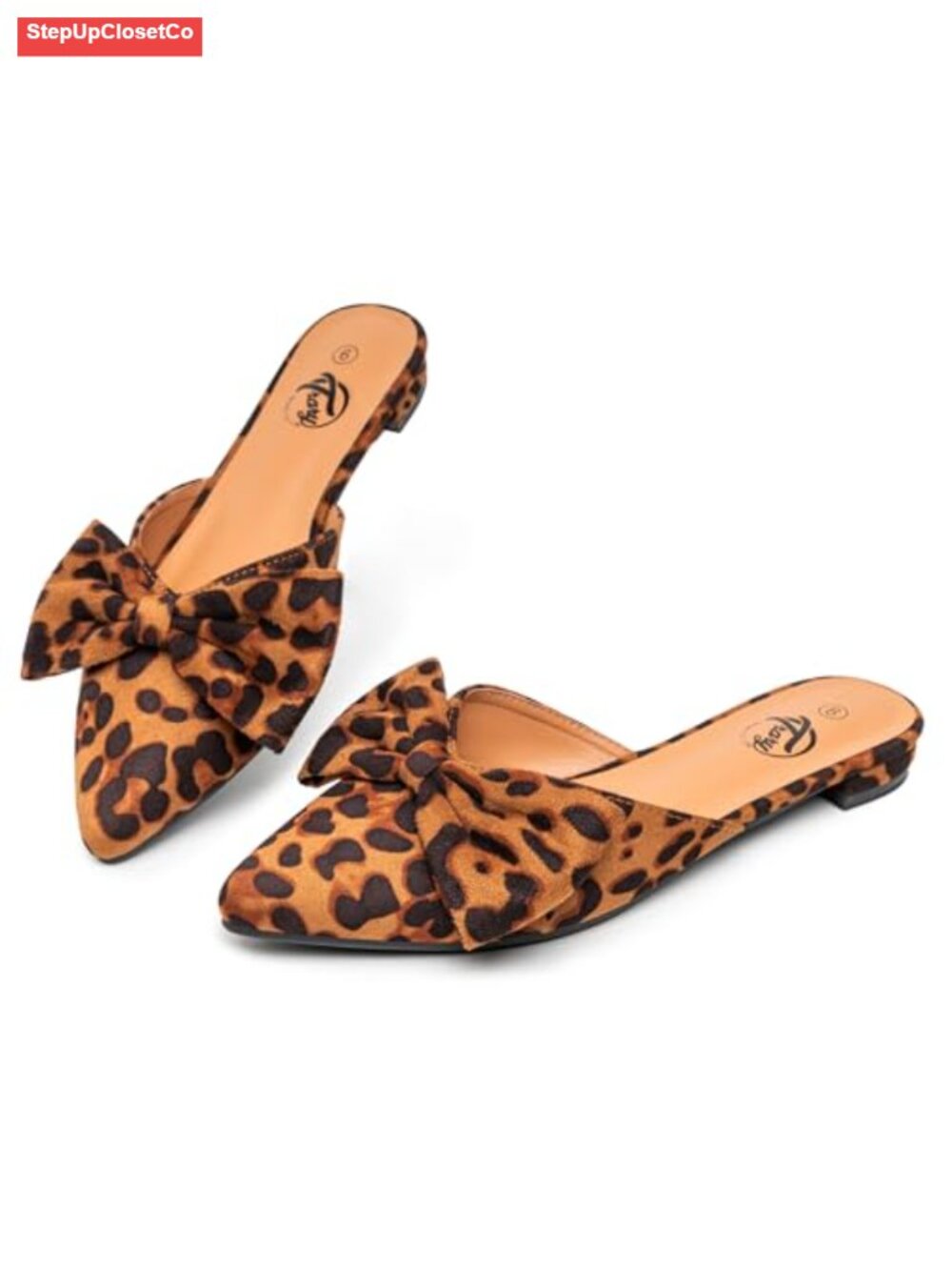 Bow Pointed Toe Mules Womens Slip On Business Casual Flats